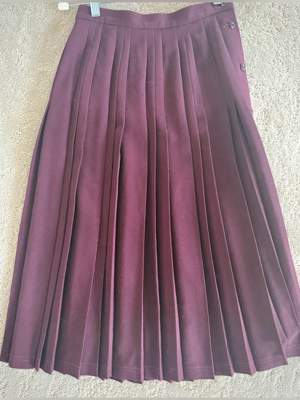 Jaeger New Burgundy Pleated Midi Skirt US 8 Preppy Lauren Style - Picture 7 of 9